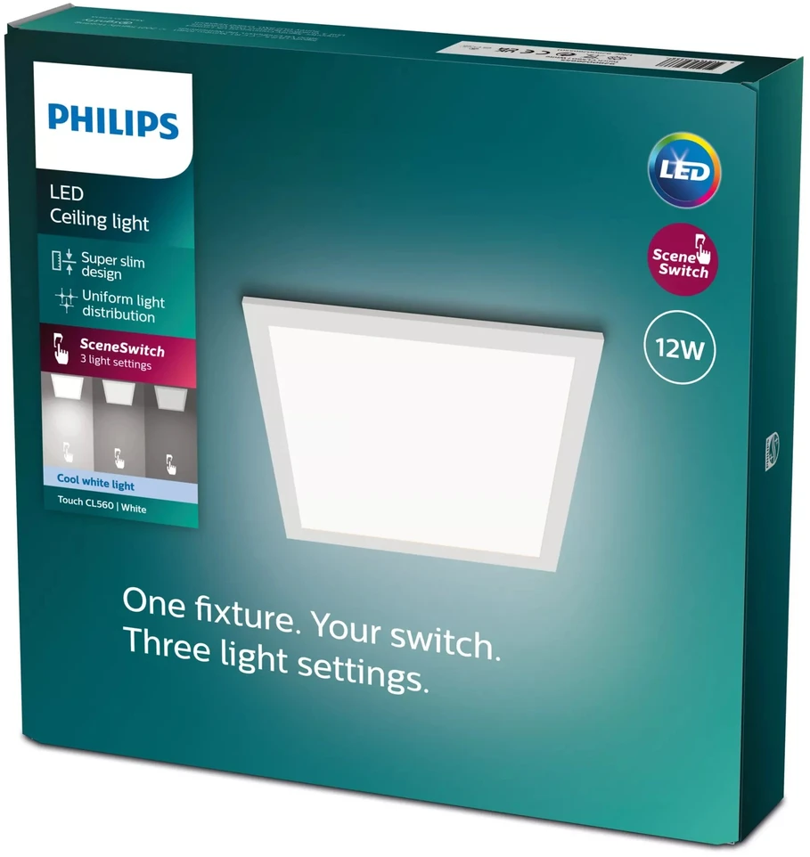 Philips Panel LED CL560 lubinis šviestuvas, kvadratinis, baltas, 1200 lm, 4000K