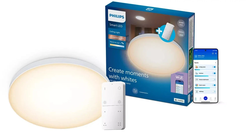 Lubinis šviestuvas Philips ceiling light 18W. 1800LM. 2700-6500K. with remote