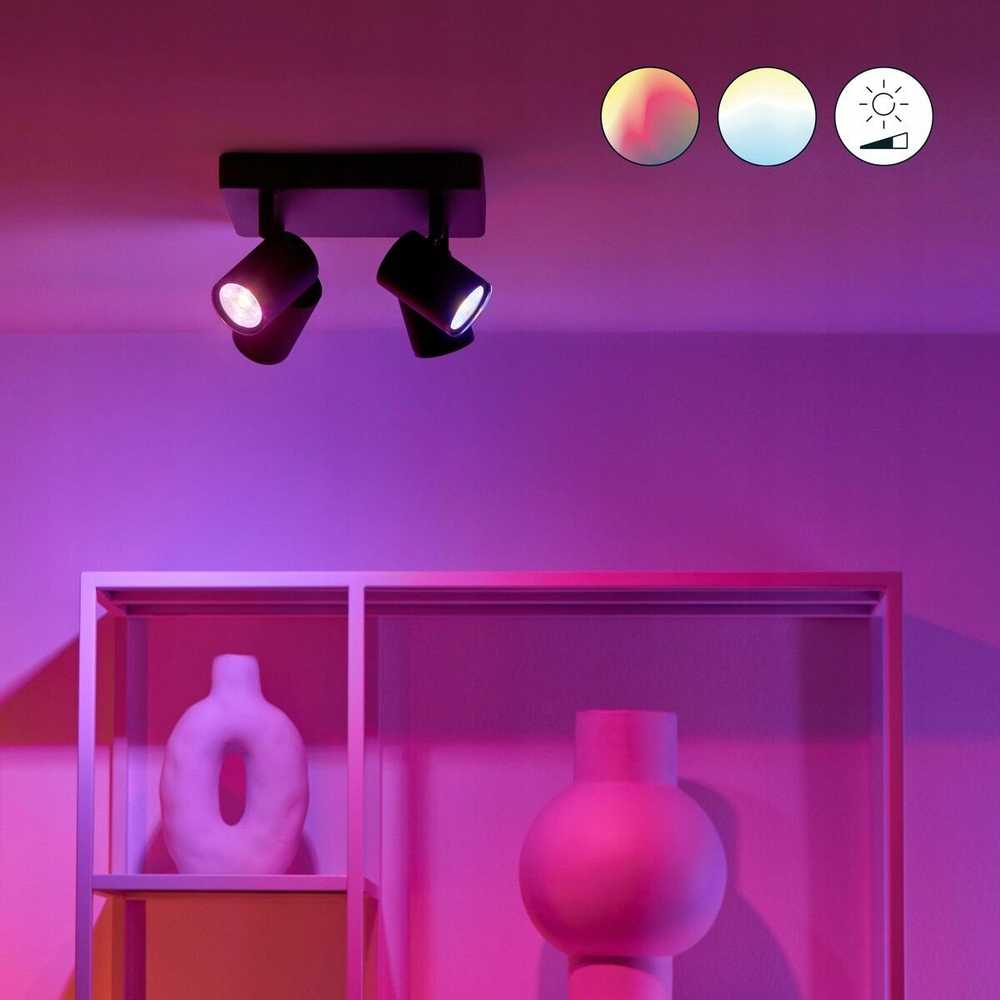 Lampa sufitowa Signify WiZ IMAGEO 4erSpots Deckenleu quadrat Tunable Baltas&Color Schw