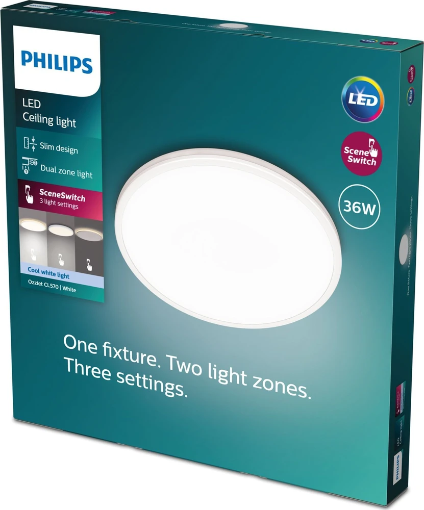 Lampa sufitowa Signify Philips Ozziet lampa sufitowa balta 4100lm SceneSwitch