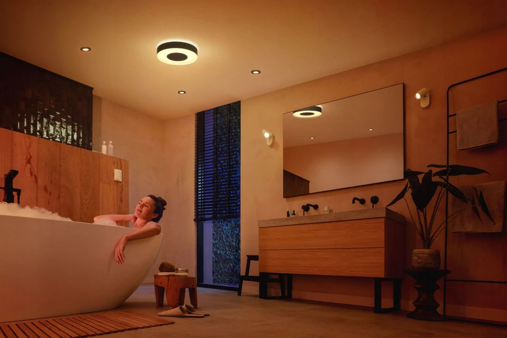 Philips Hue Baltas & Color Ambiance Xamento lubinis šviestuvas apvalus juodas • M
