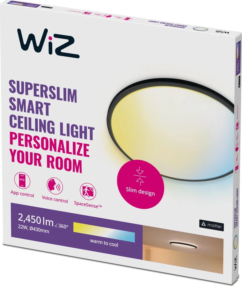 Lubinis šviestuvas Wiz ŠVIES TVIRT WIFI 22W 2450LM 43CM TW B