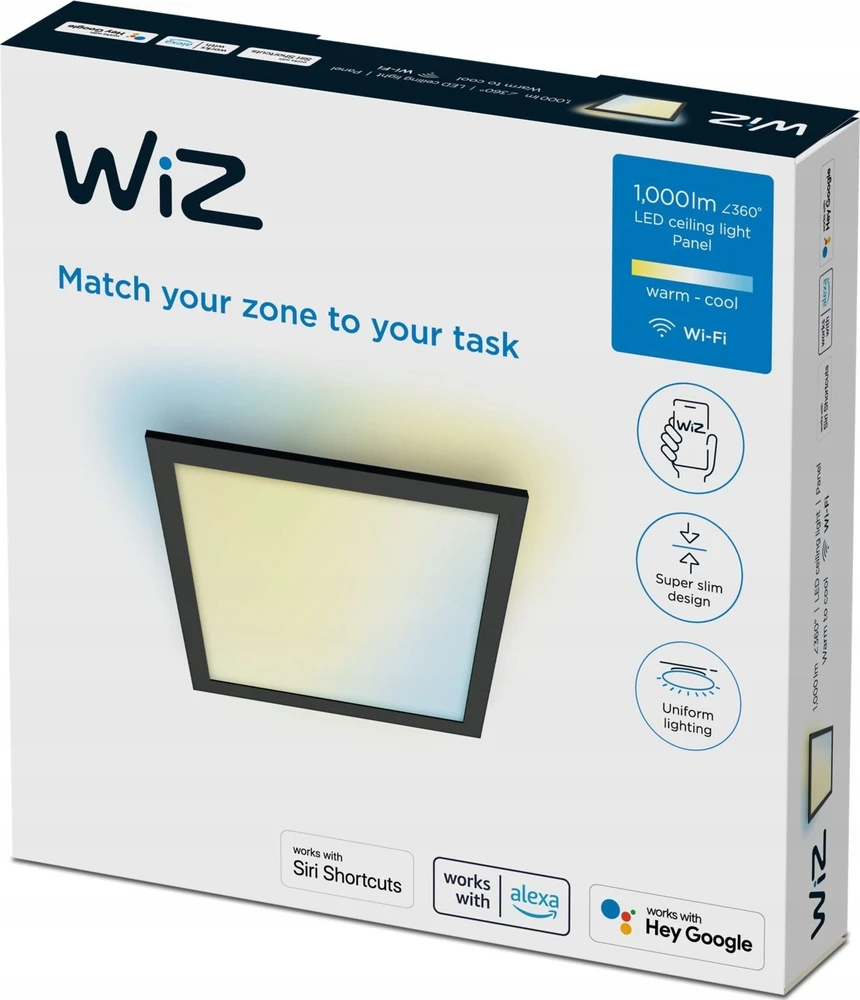 Lubinis šviestuvas WiZ panel TW,12W,2700-6500,IP20,juodas