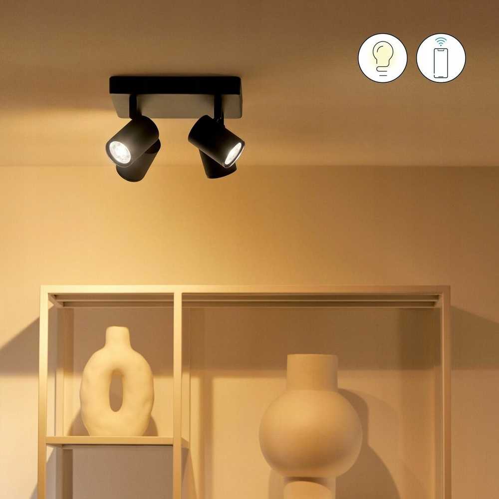 Lampa sufitowa Signify WiZ IMAGEO 4erSpots Deckenleu quadrat Tunable Baltas&Color Schw