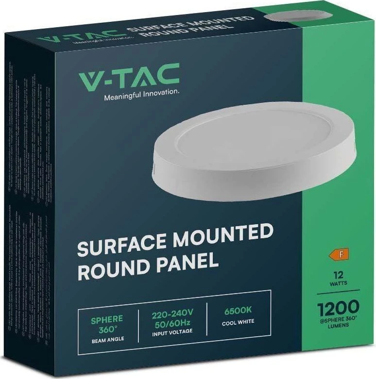 V-tac 12W LED paviršinė panelė, balta, 4000K