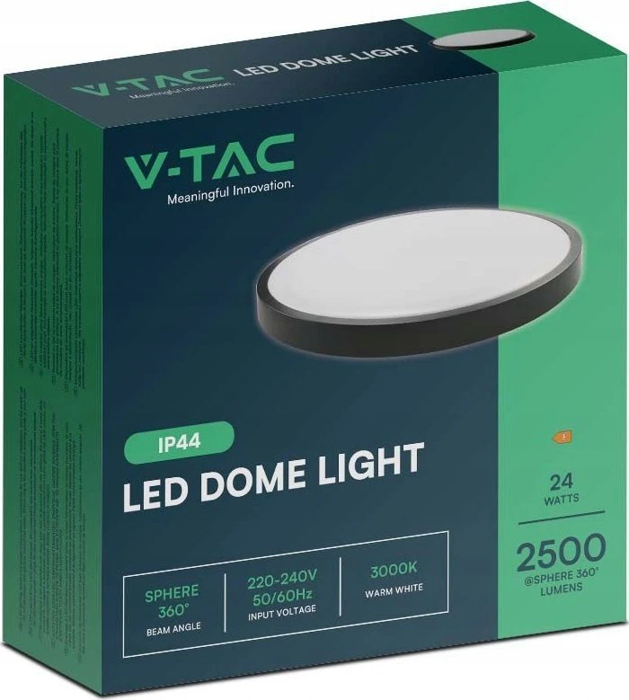 Sieninis šviestuvas V-tac 24W LED paviršinis šviestuvas, juodu korpusu, 4000K, IP44