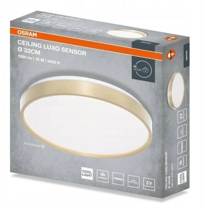 VTAC lubinis šviestuvas LED lubinis LUXO SEN 18W 1980lm 4000K 840 IP20 GD auksinis 4099854653186
