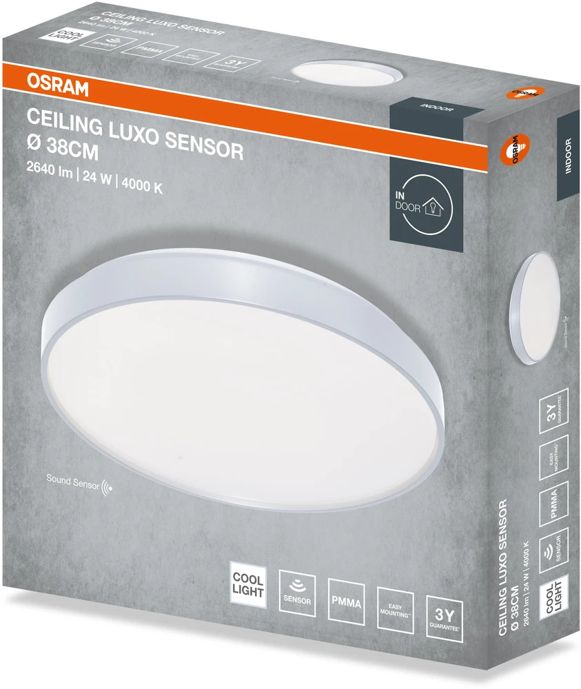 VTAC lubinis šviestuvas LED lubinis šviestuvas LUXO SEN 24W 2640lm 4000K 840 IP20 SI sidabrinis