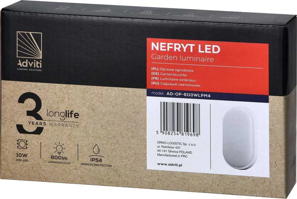 Lubinis šviestuvas Orno NEFRYT LED 10W, sodo šviestuvas, 800lm, IP54, 4000K, baltas