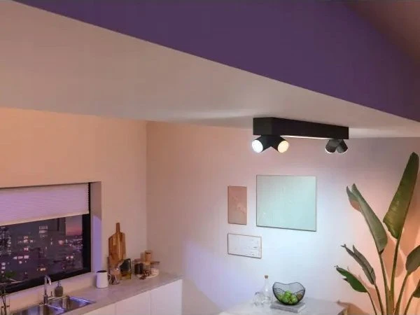 Lubinis šviestuvas Philips Hue Baltas&Col. Amb. Centris Spot 4flg juodas V2