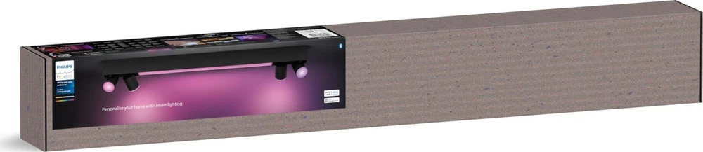 Lubinis šviestuvas Philips Hue Baltas&Col. Amb. Centris Spot 4flg juodas V2