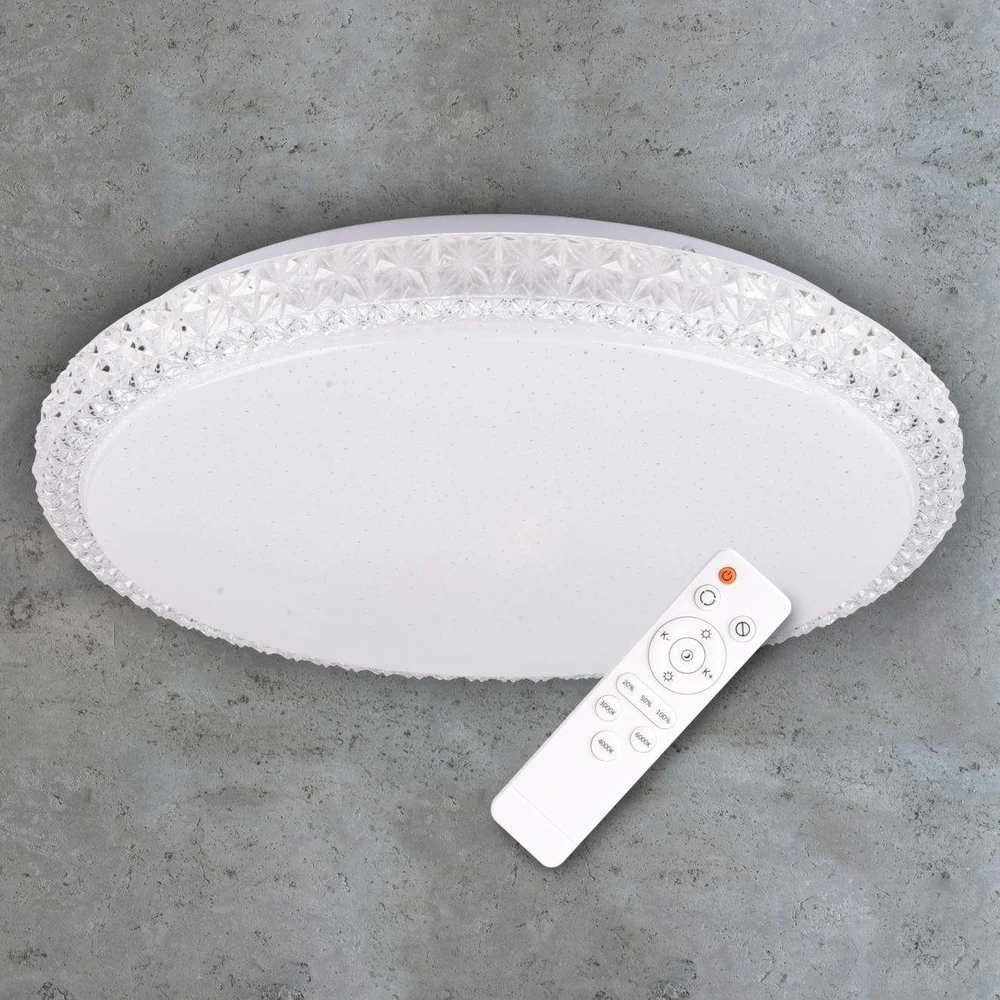Lubinis šviestuvas Polux Lubinis šviestuvas IRINA 310767 Polux glamour apvalus LED ŠVIESTUVAS 36W 2700-6500K su žvaigždės efektu, baltas