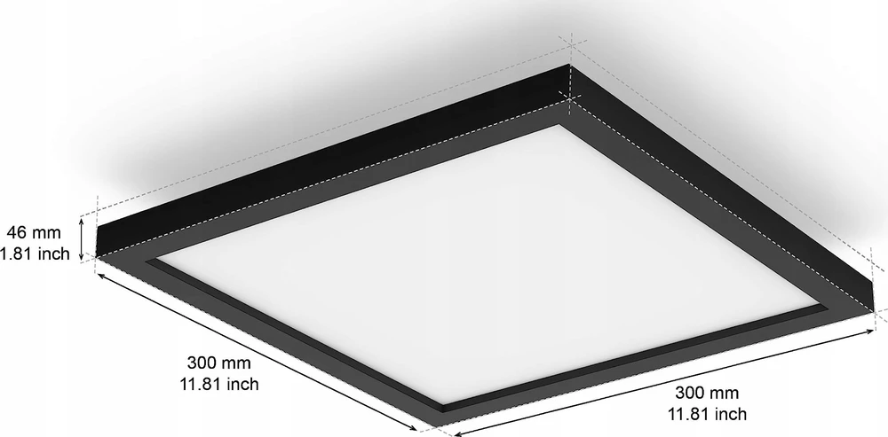 Lubinis šviestuvas Signify Philips Hue Baltas Amb. Aurelle Panelleuchte 30x30 Schw inkl DS