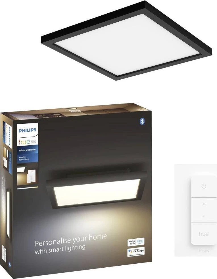Lubinis šviestuvas Signify Philips Hue Baltas Amb. Aurelle Panelleuchte 30x30 Schw inkl DS