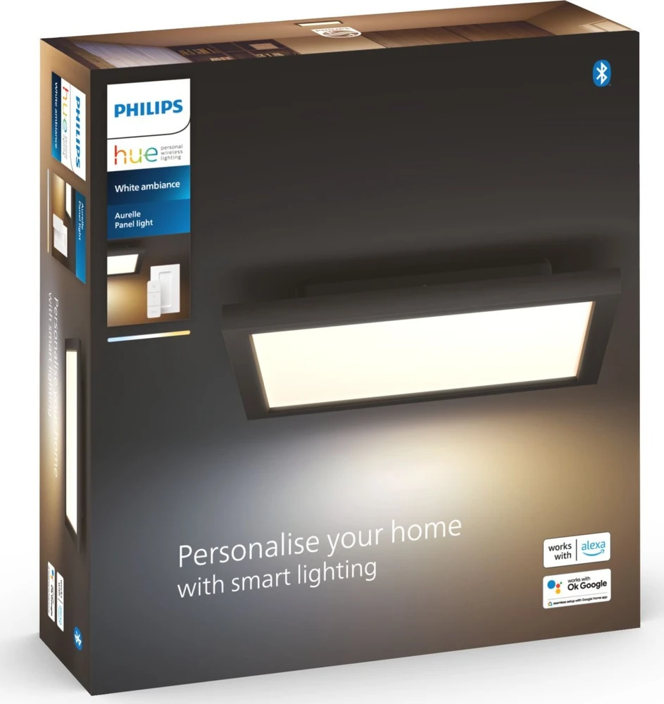 Lubinis šviestuvas Signify Philips Hue Baltas Amb. Aurelle Panelleuchte 30x30 Schw inkl DS