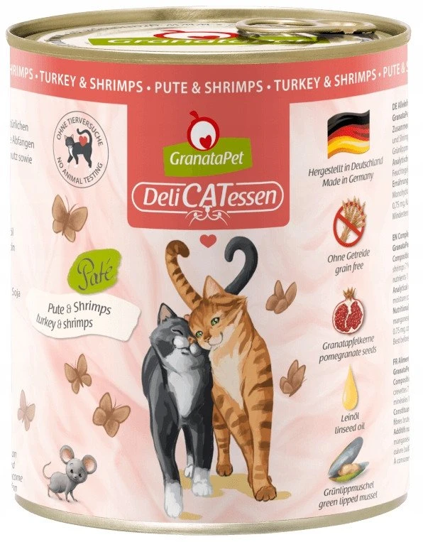 Fox4Pets Kačių Maistas - GRANATAPET DeliCATessen Kalakutiena ir Krevetės 800g Šlapias Maistas