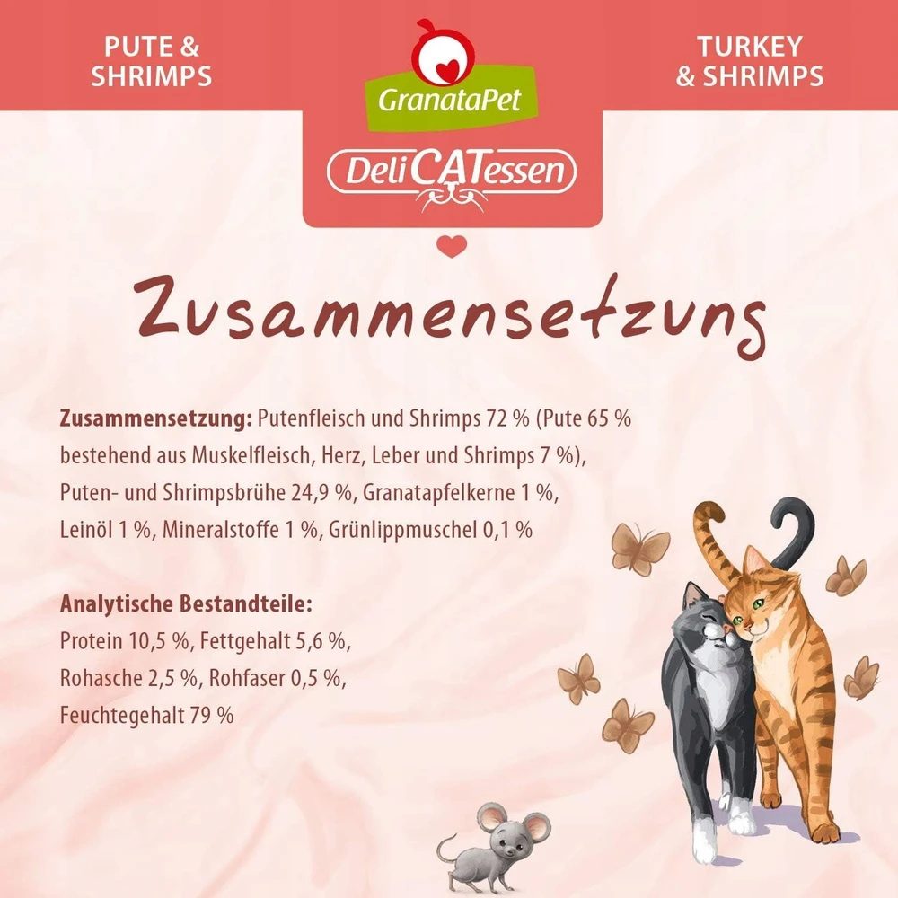 Fox4Pets Kačių Maistas - GRANATAPET DeliCATessen Kalakutiena ir Krevetės 800g Šlapias Maistas