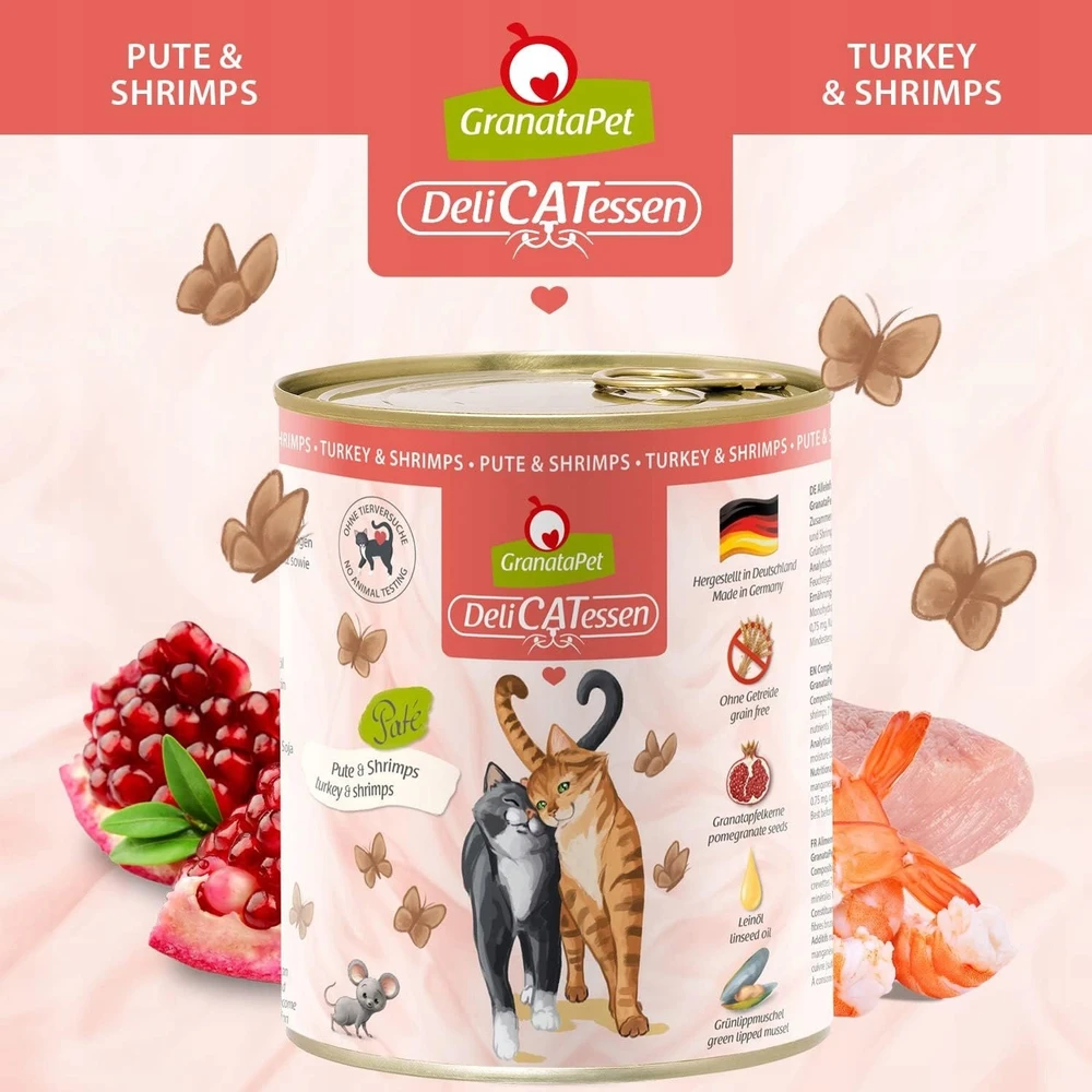 Fox4Pets Kačių Maistas - GRANATAPET DeliCATessen Kalakutiena ir Krevetės 800g Šlapias Maistas