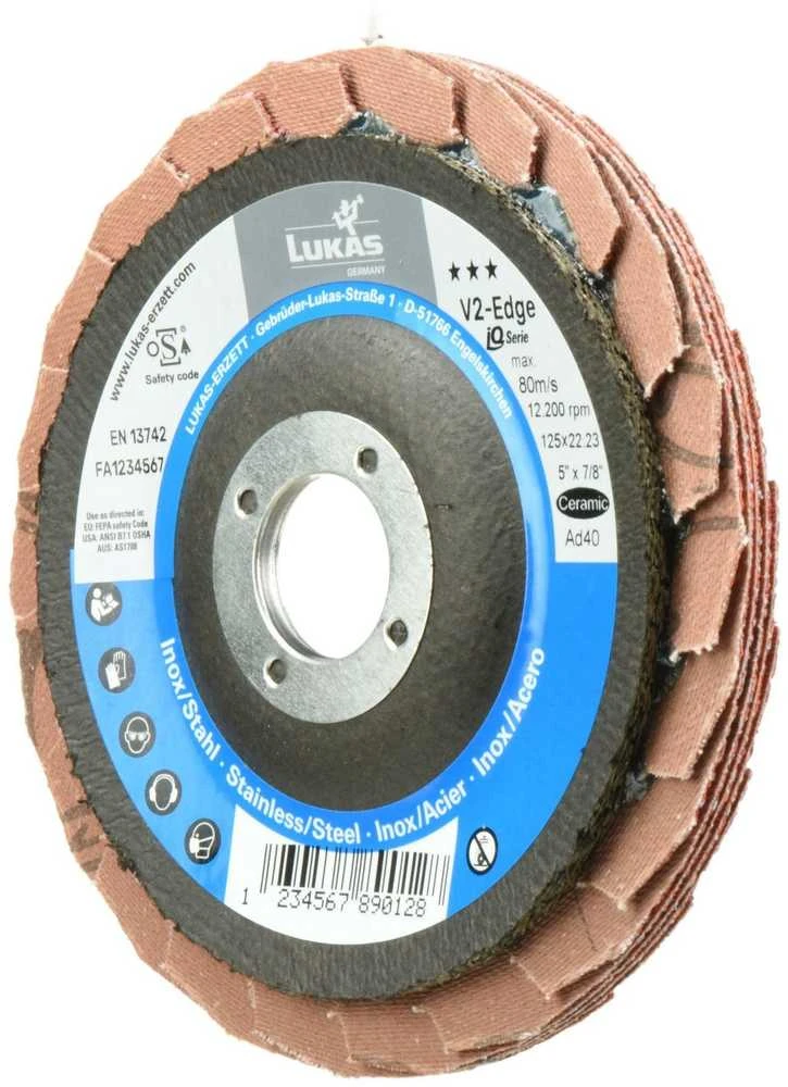 Lukas Erzett LUKAS LAMELLINIS ŠLIFAVIMO DISKAS 125mm V2 EDGE P40 CERAMIC AD