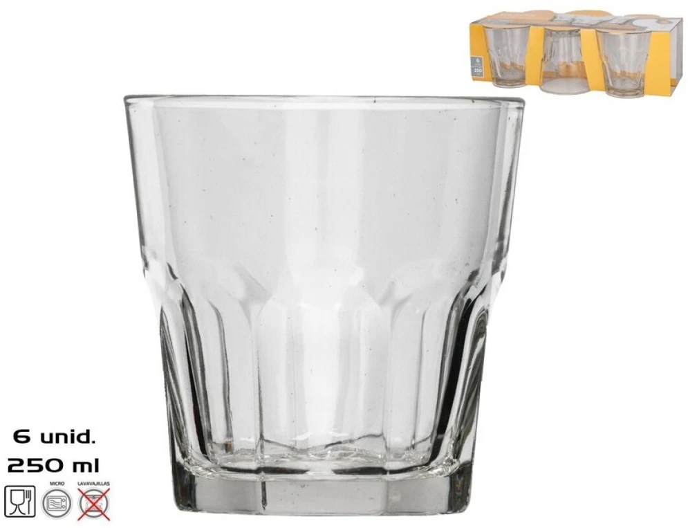6 vnt. „Casablanca“ stiklinės 250 ml, 8,5 x 8 x 8 cm, KITCHEN&GO
