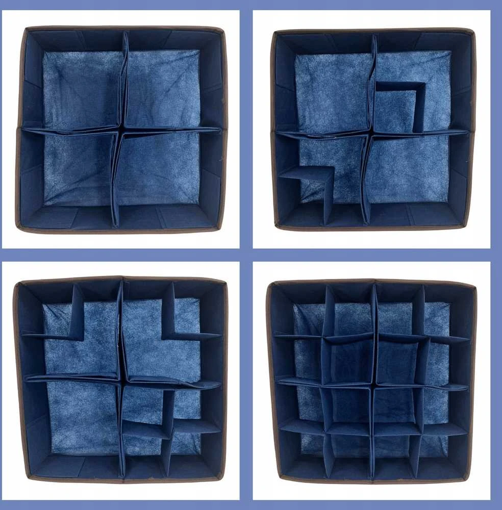 ORDINETT Dėžutė su sekcijomis L 30,5x30,5x10cm Mėlyna