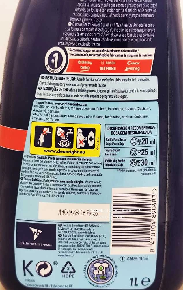 None Mondex CALGONIT/FINISH indų plovimo gelis 1000 ml viskas viename 50 plovimų Anti-kvapas