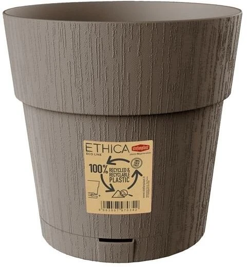 Stefanplast gėlių vazonas su padėklu Ethica Ø25x25cm ruda
