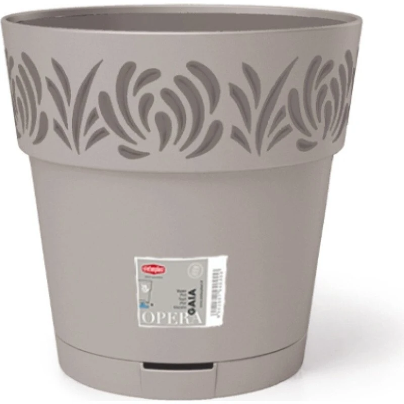 Stefanplast Gėlių vazonas su padėklu Gaia Ø30x29cm šviesiai pilka