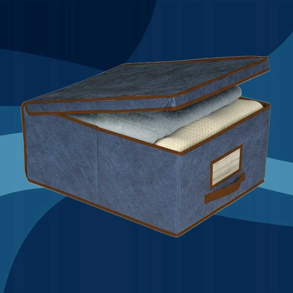 ORDINETT Box fabric 48x36x19cm Mėlyna