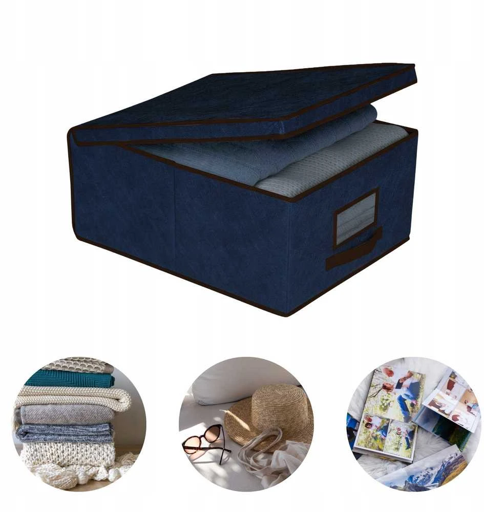 ORDINETT Box fabric 48x36x19cm Mėlyna