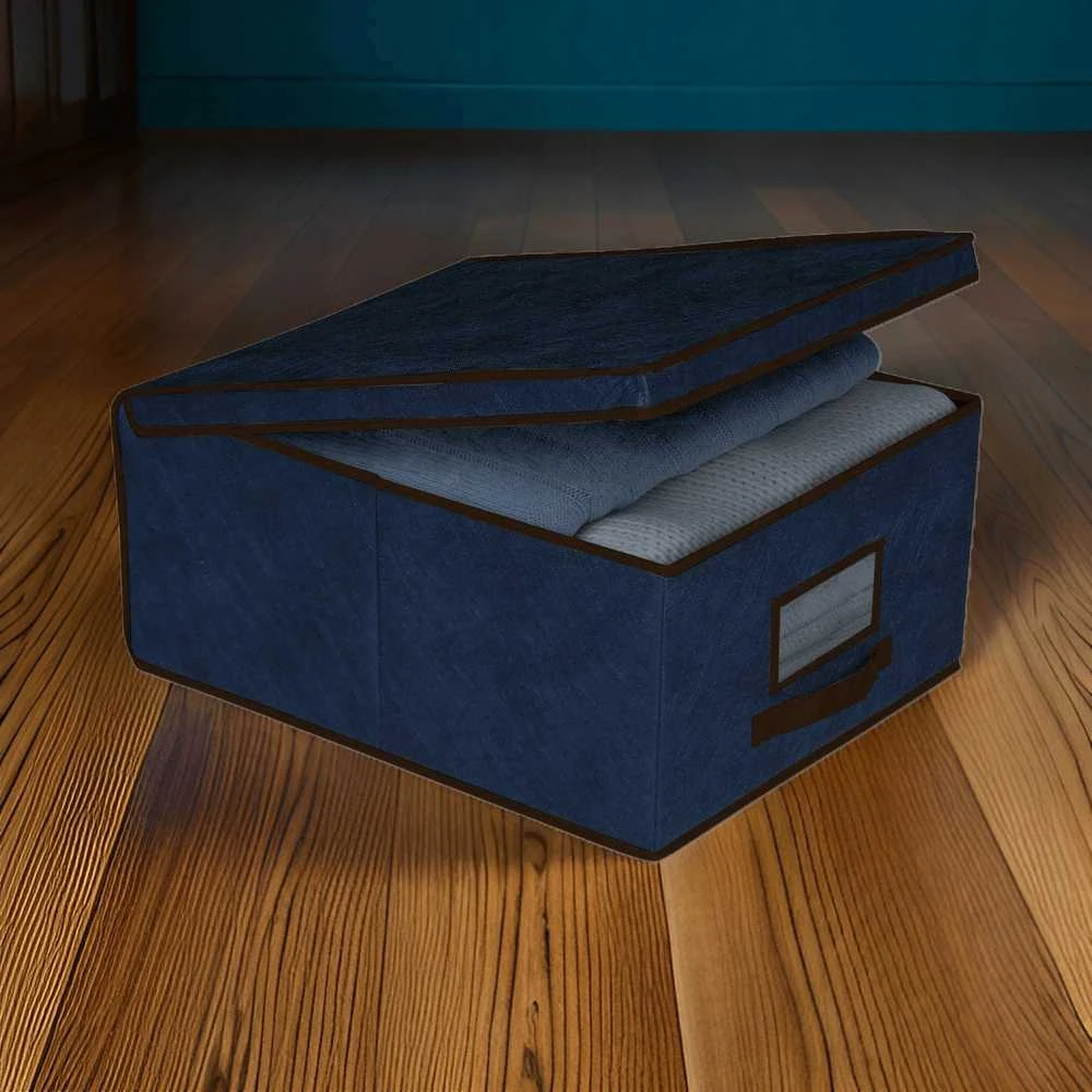 ORDINETT Box fabric 48x36x19cm Mėlyna