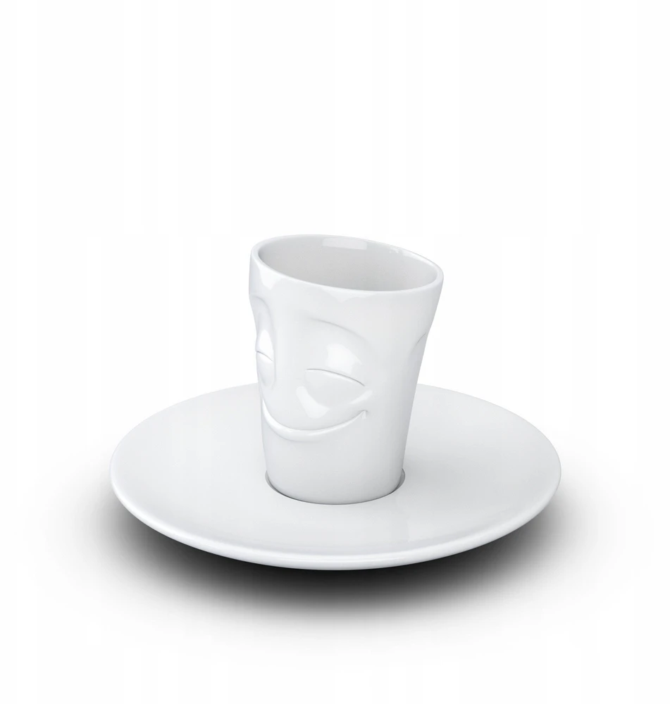 Lumarko Fiftyeight Products „FIFTYEIGHT“ espreso puodelis su rankena, 80 ml – linksmai baltas