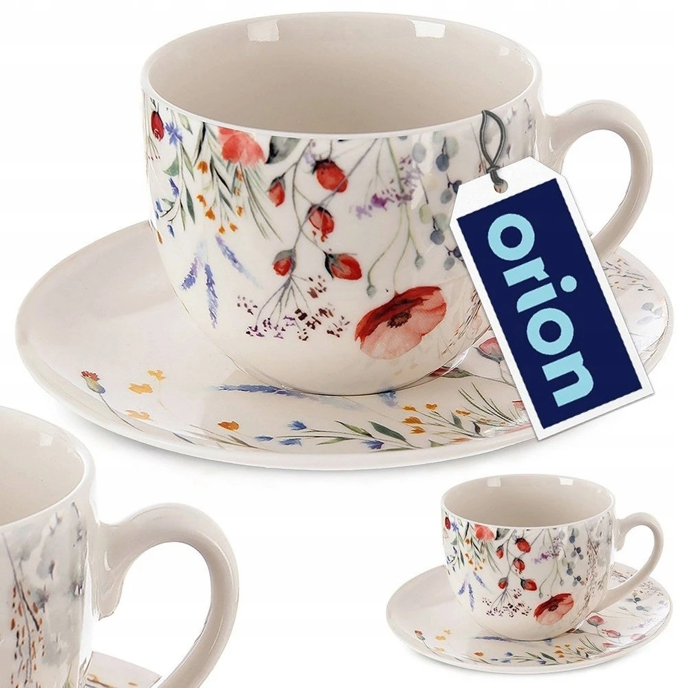 Lumarko Siaki Kolekcija Puodelis su lėkštute, 260 ml, Balta, Poppy Flowers