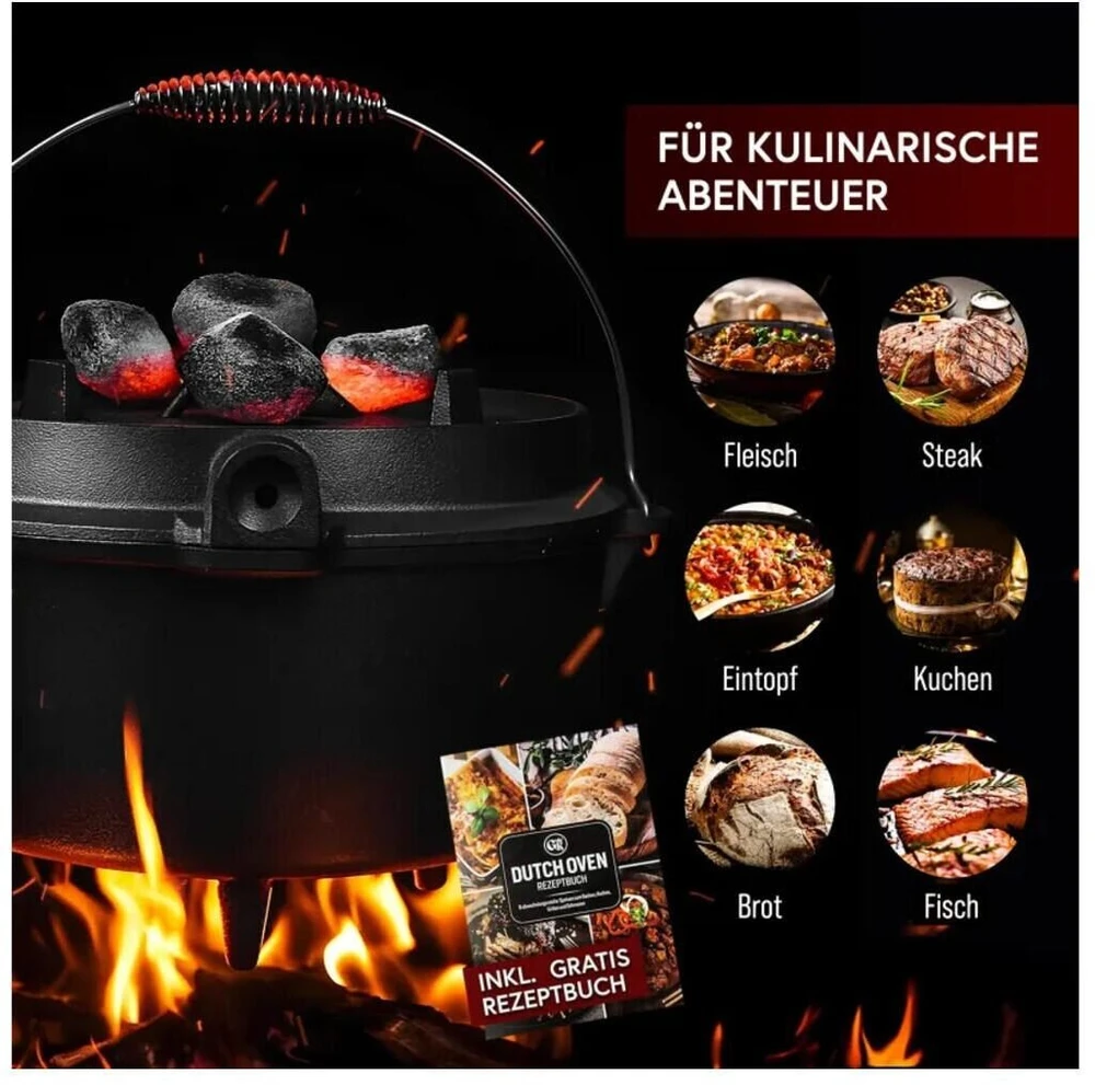Lumarko Gusskönig Wypalany Dutch Oven Rinkinys 12L bez nóg
