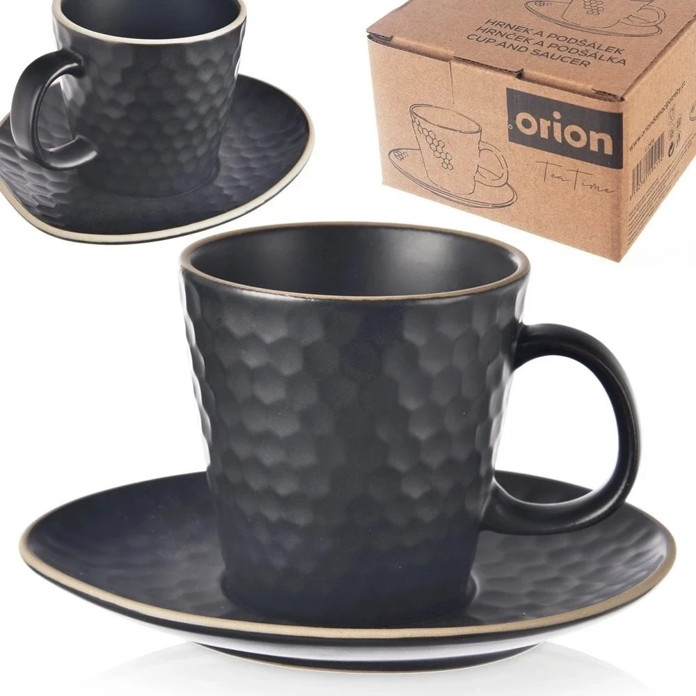 Lumarko Orion Espresso kavos puodelis su lėkšte 95 ml juodas