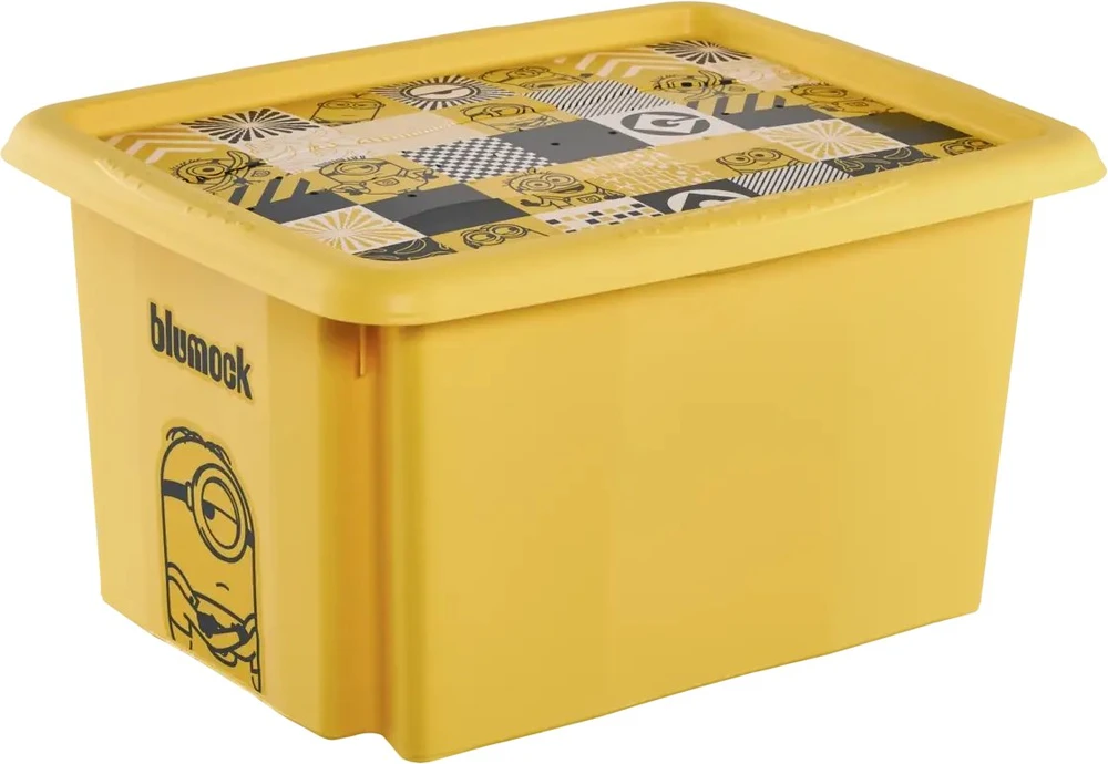 Lumarko Laikymo dėžė su dangčiu 15L Karolina „Minions Mosaic“ 38x29.5x20.5cm geltona