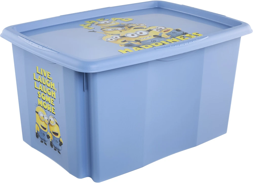 Lumarko Laikymo dėžė su dangčiu 45L Karolina „Minions Happiness“ 55.5x40x30cm šviesus mėlynas