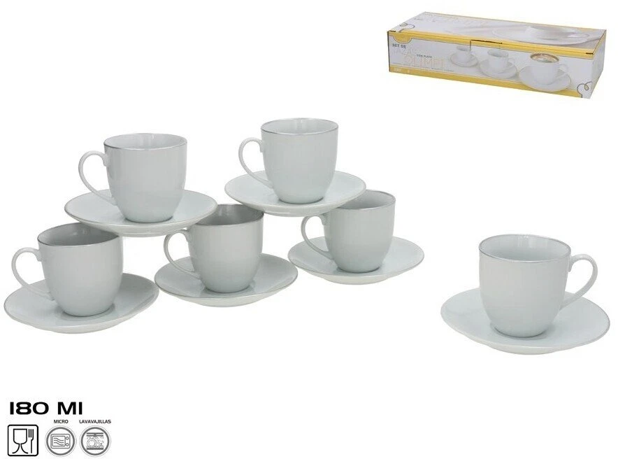 6 puodelių su lėkštutėmis rinkinys, 8 x 13,5 x 13,5 cm, KITCHEN&GO