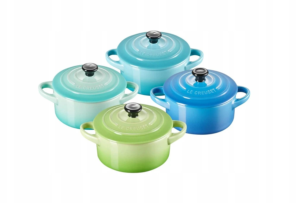 Lumarko Le Creuset keramikos rinkinys (4 maži puodai, 10x5 cm), vandenyno spalvos