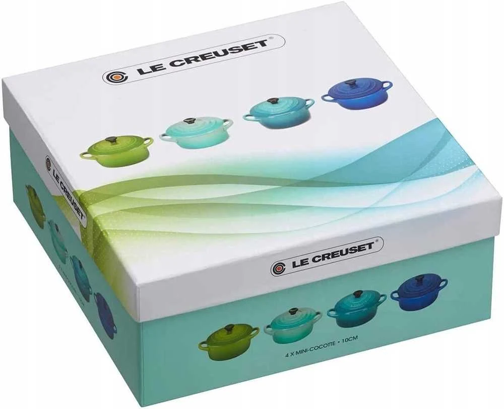 Lumarko Le Creuset keramikos rinkinys (4 maži puodai, 10x5 cm), vandenyno spalvos