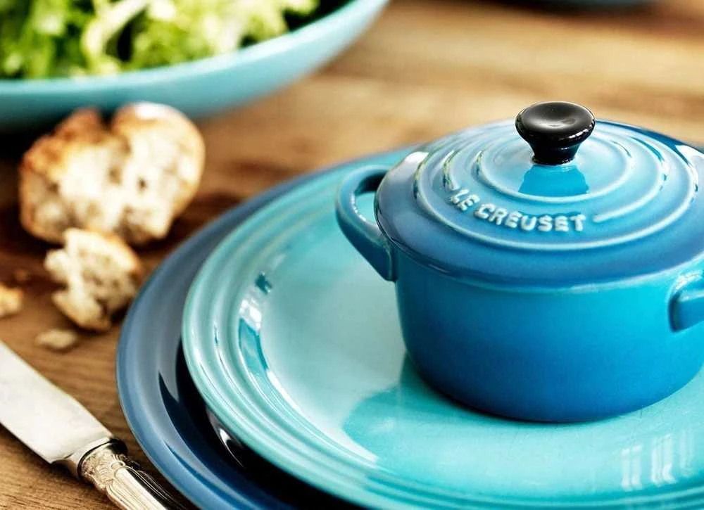 Lumarko Le Creuset keramikos rinkinys (4 maži puodai, 10x5 cm), vandenyno spalvos