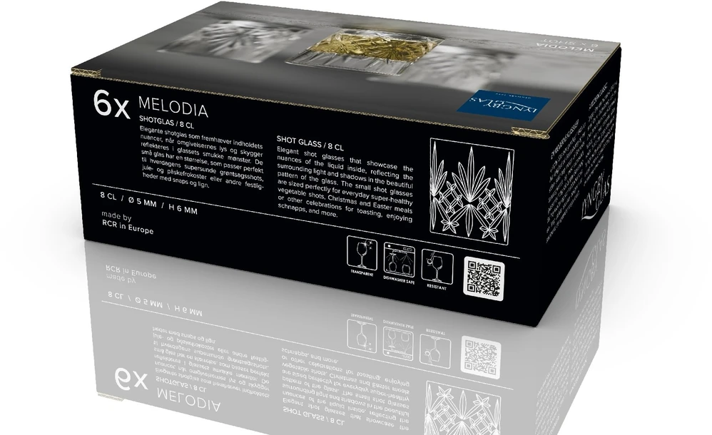 Lyngby Glas - krištolinės Melodia taurės - 8 cl - 6 vnt. rinkinys