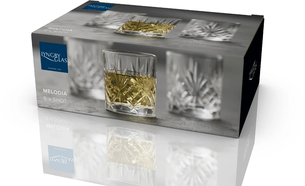 Lyngby Glas - krištolinės Melodia taurės - 8 cl - 6 vnt. rinkinys