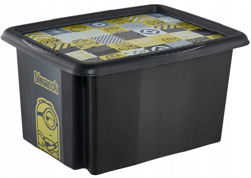 Lumarko Laikymo dėžė su dangčiu 15L Karolina „Minions Mosaic“ 38x29.5x20.5cm juodas