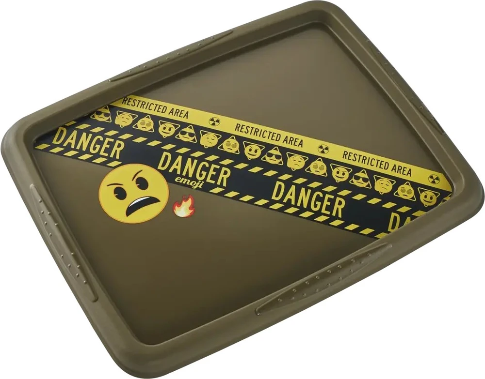 Lumarko Laikymo dėžė su dangčiu 30 l Karolina „Emoji Danger“ 45x35x27 cm alyvuogių spalvos