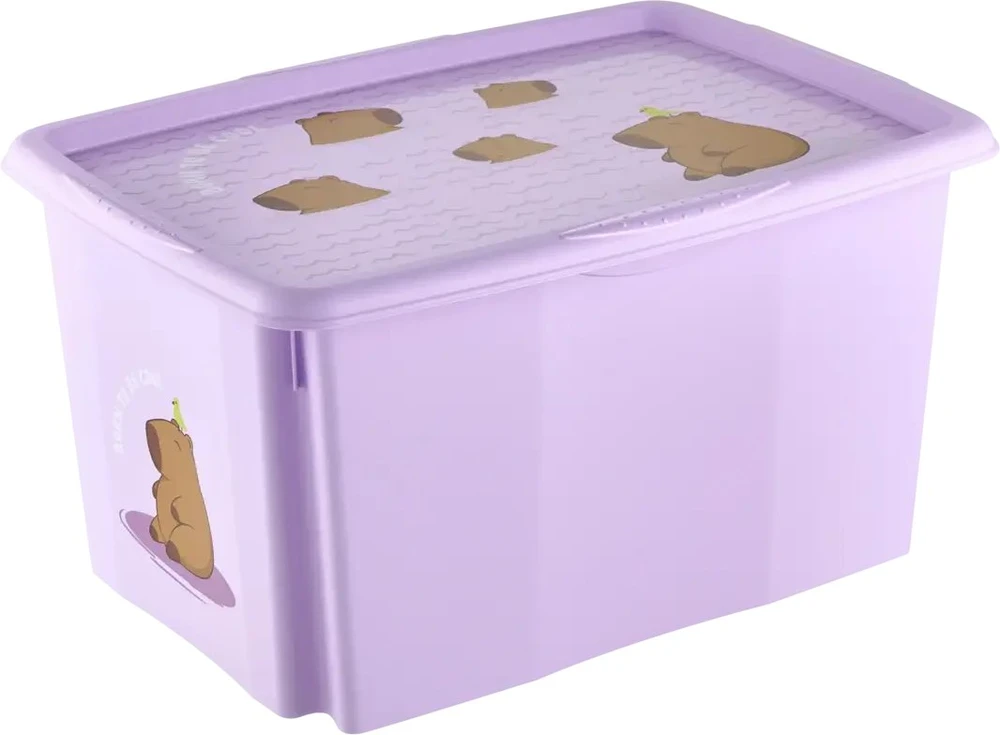 Lumarko Keeeper Box with lid 45L Karolina "Capybara" 55.5x40x30cm soft violetinė