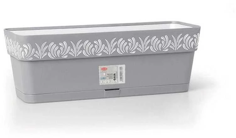 Stefanplast Self-watering planter Gaia Pilka Plastmasinis (19 x 17 x 49,5 cm)