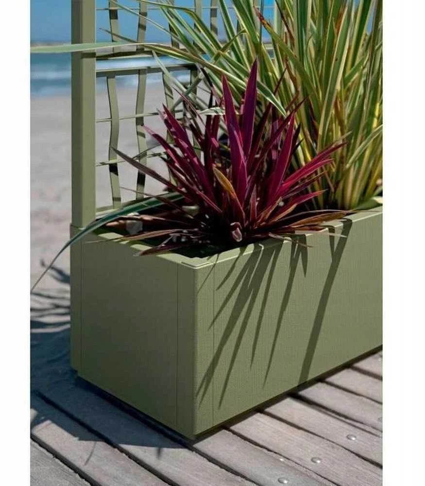 Stefanplast Ethica stačiakampė gėlių dėžutė 80 cm su žalias grotelėmis