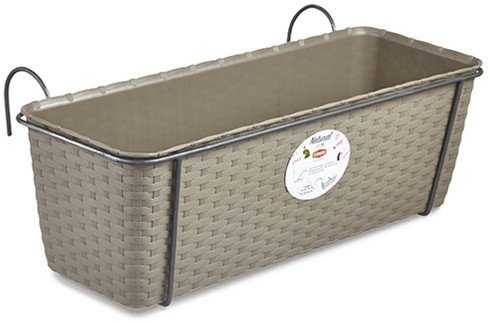 Lumarko Stefanplast Gėlių dėžutė balkonams su metaliniu laikikliu Natūrali 50x18x16cm pilka
