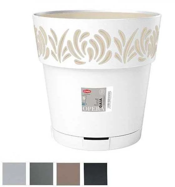 Stefanplast Self-watering pot Gaia Balta Plastmasinis (25 x 25 x 25 cm)